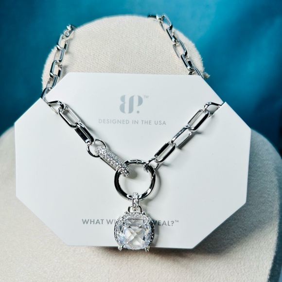 Bomb Party Jewelry - Bomb Party Necklace NK11605 Cubic Zirconia on Rhodium Plating